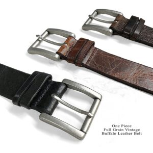 BS0008 Genuine Full Grain Leather Vintage Casual Jean Belt 1-1/2"(38mm) Wide (Tan, 32)