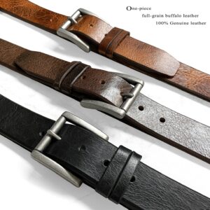 BS0008 Genuine Full Grain Leather Vintage Casual Jean Belt 1-1/2"(38mm) Wide (Tan, 32)