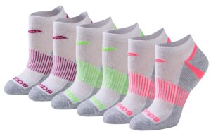 saucony womens selective cushion performance no show athletic sport (6 & 12 pairs) socks, white assorted pairs), shoe size 5-10 us