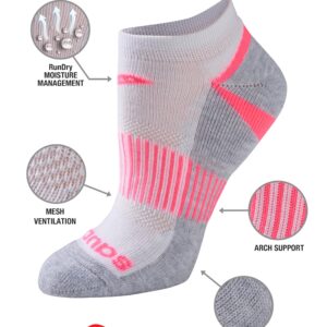 Saucony womens Selective Cushion Performance No Show Athletic Sport (6 & 12 Pairs) Socks, White Assorted Pairs), Shoe Size 5-10 US