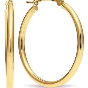 14k Gold Classic Hoop Earrings, 1" Diameter (yellow-gold)