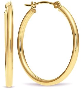 14k gold classic hoop earrings, 1" diameter (yellow-gold)