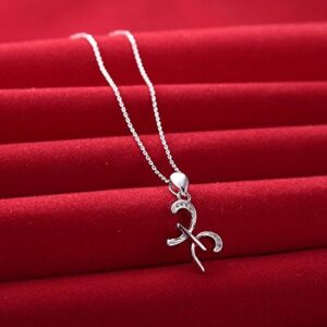 Pisces Pendant Necklace 925 Sterling Silver Zodiac Sign Constellation Horoscope Necklace with Cubic Zirconia