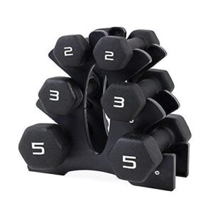 cap barbell neoprene dumbbell set with rack, 20 pounds, black