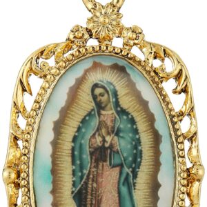 Symbols of Faith "Inspirations" 14k Gold-Dipped Enamel Lady of Guadalupe Medallion Pendant Necklace