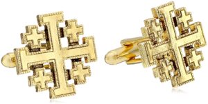 symbols of faith "inspirations" 14k gold-dipped jerusalem cross round cuff links