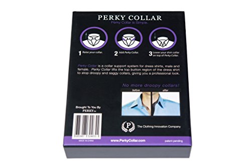 Perky Collar Shirt Collar Support System - Works Great With Collar Stays - For Men And Women Dress Shirts