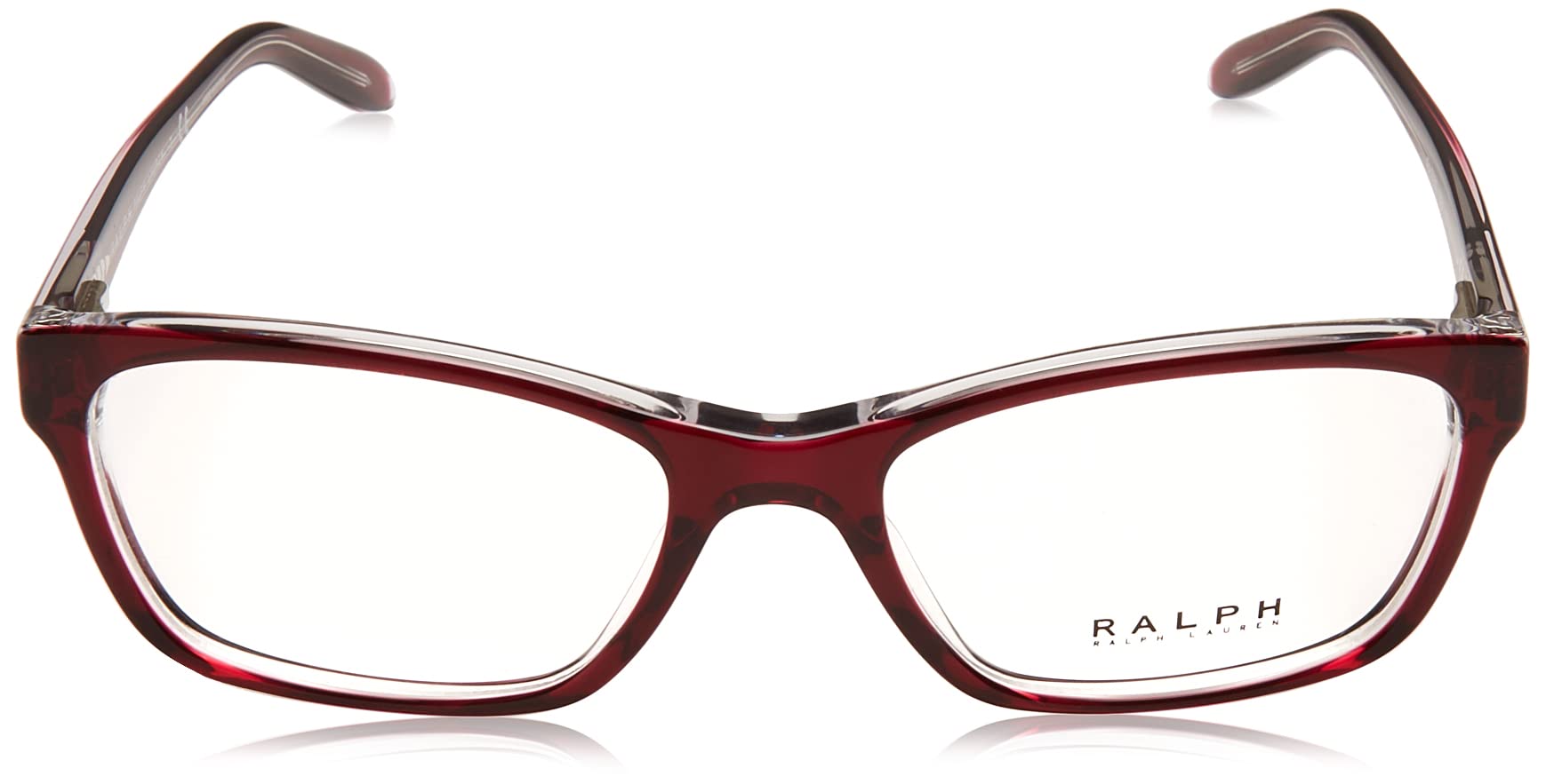 Ralph by Ralph Lauren Women's RA7039 Square Prescription Eyewear Frames, Shiny Transparent Red/Demo Lens, 51 mm