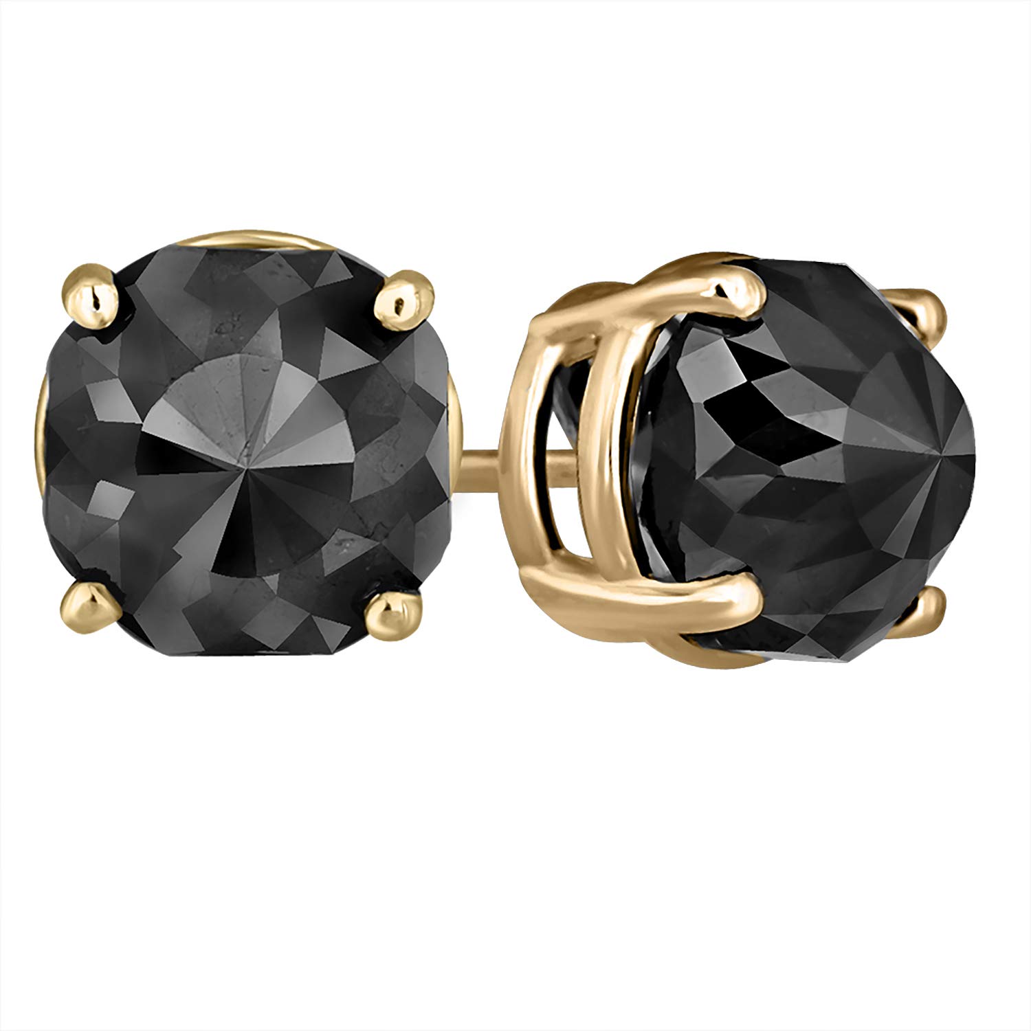 2 Cttw Black Diamond Stud Earrings Set in 14k Yellow Gold Jewelry for Women