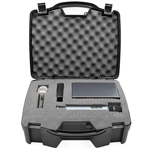 CASEMATIX Wireless Microphone Case - Hard Shell Mic Foam Carrying Case with Customizable Foam Compatible with Sennheiser, Shure, Audio Technica, Nady, VocoPro, Receivers, Transmitters