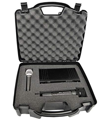 CASEMATIX Wireless Microphone Case - Hard Shell Mic Foam Carrying Case with Customizable Foam Compatible with Sennheiser, Shure, Audio Technica, Nady, VocoPro, Receivers, Transmitters