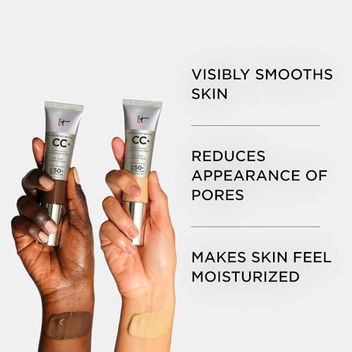 IT Cosmetics Your Skin But Better CC+ Cream, Fair - Color Correcting Cream, Full-Coverage Foundation, Hydrating Serum & SPF 50+ Sunscreen - Natural Finish - 1.08 fl oz