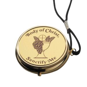 Religious Gifts Body of Christ Sanctify Me Pyx Hospital Communion Church Hosts Gold Pendant