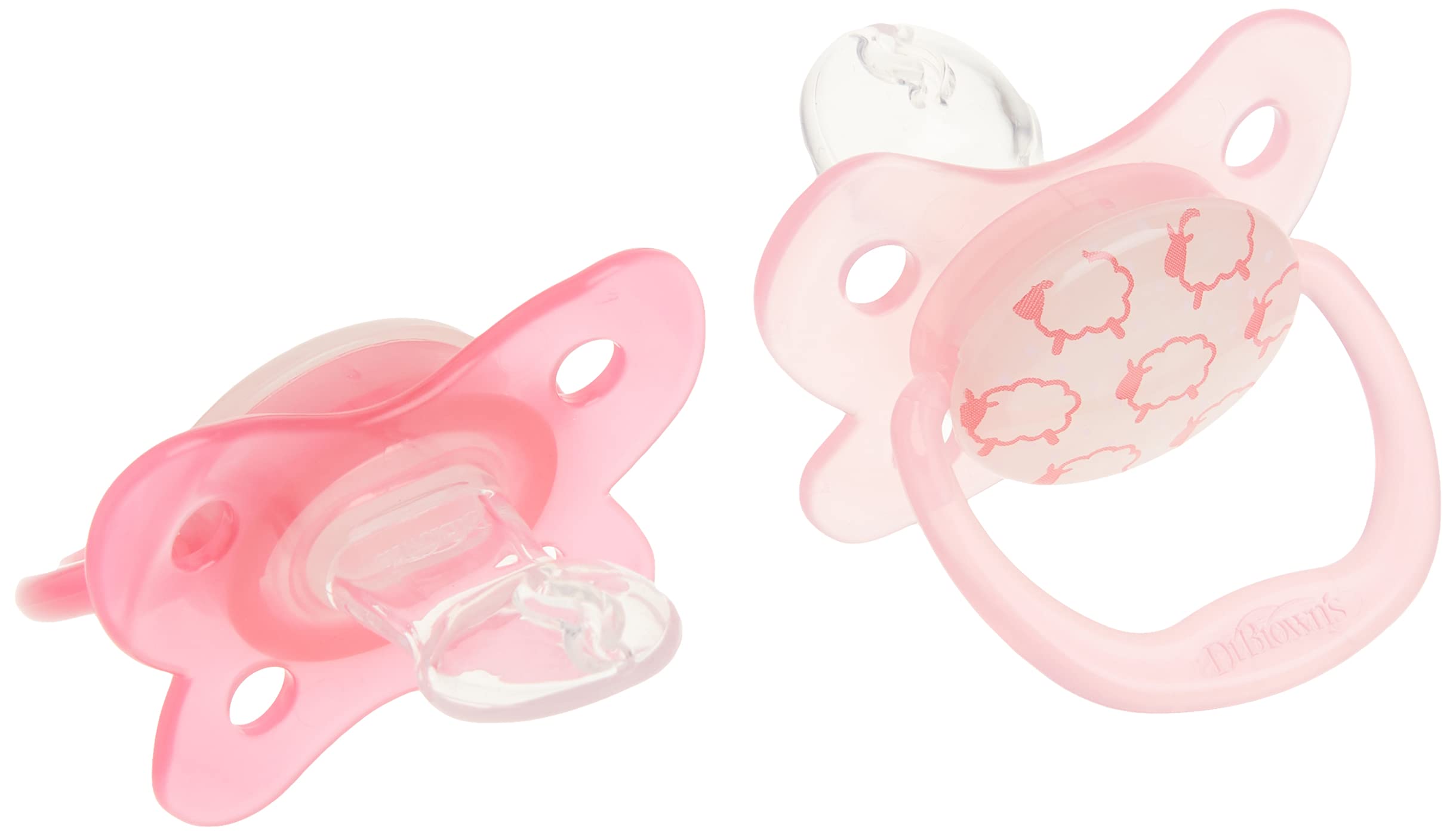 Dr. Brown's PreVent Contour Glow in the Dark Pacifier, Stage 1 (0-6m), Pink, 4-Pack