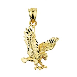 Animal Kingdom 10K Yellow Gold Landing Eagle Charm Pendant