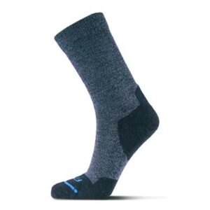 FITS Light Hiker Crew Sock for Men and Women, Made with Merino Wool, Breathable, Odor Resistant, Smart Cushioned Hiking Sock, Navy, Medium