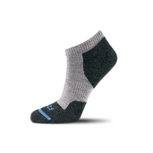 fits light runner sock for men and women, made with merino wool, breathable, lightweight, no show cushioned running sock, light grey, large