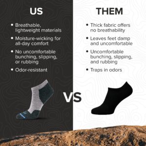 FITS Light Runner Sock for Men and Women, Made with Merino Wool, Breathable, Lightweight, No Show Cushioned Running Sock, Light Grey, Large