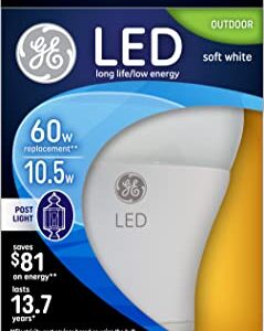 GE Lighting LED Outdoor Light Bulb, 10.5 Watt (60 Watt Equivalent) Soft White, Medium Base, Dimmable (1 Count)