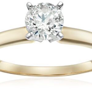 14k Yellow Gold Round Solitaire Diamond Engagement Ring (1/2 cttw, H-I Color, I2-I3 Clarity), Size 8