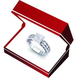 Dazzlingrock Collection 0.10 Carat (Ctw) Sterling Silver Round White Diamond Bridal Millgrain Engagement Ring 1/10 CT, Size 5.5