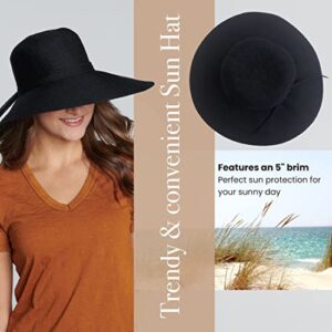 San Diego Hat Company Women's 5-inch Brim Sun Hat with Braid Self Tie, Black, One Size