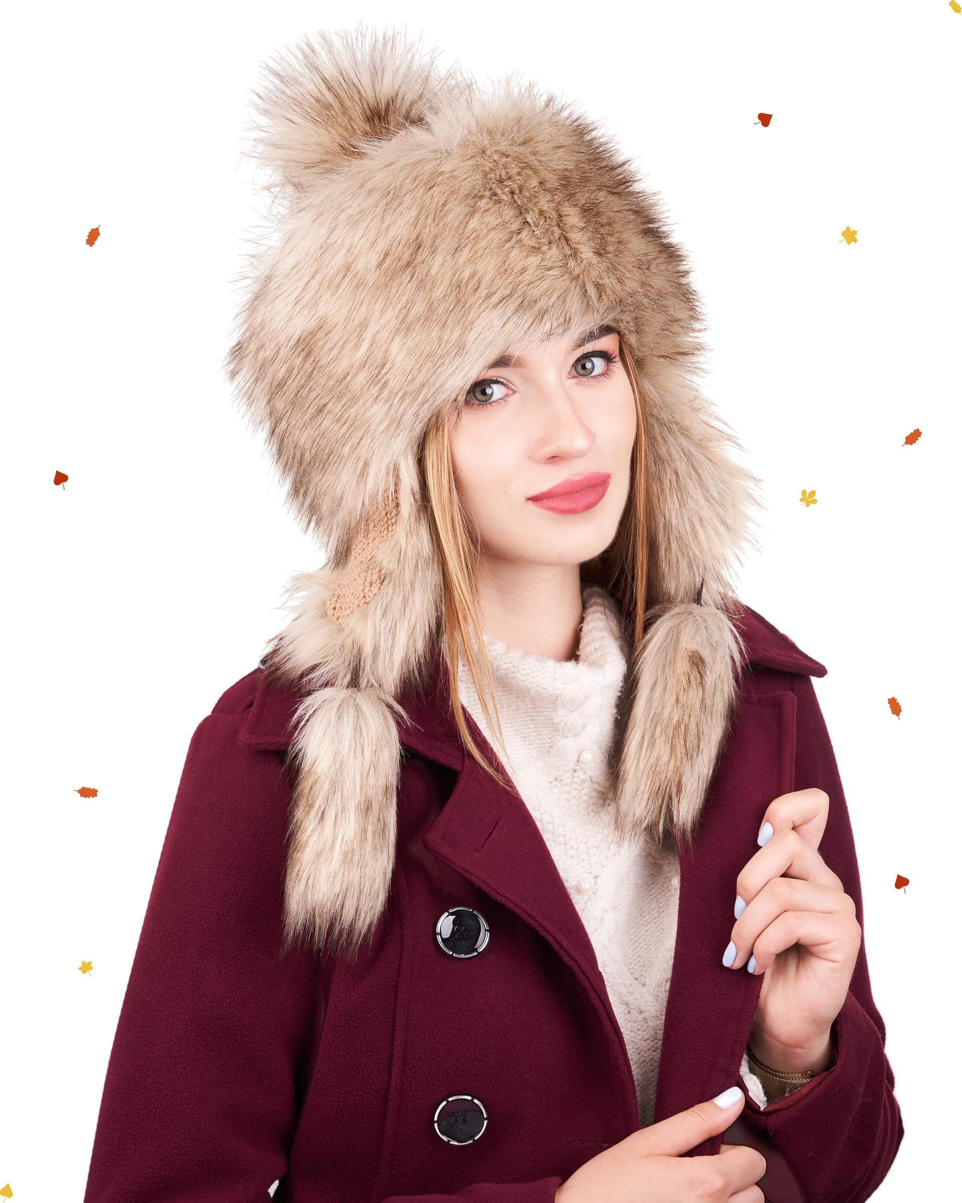 Futrzane Classic Ear Flaps Hat - Fur Trapper Hat for Women - Winter Ushanka Hat (One Size, Gold Classic)