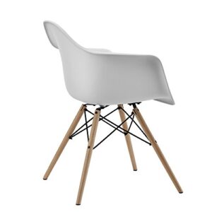 DHP Mid Century Modern Chair with Wood Legs, White