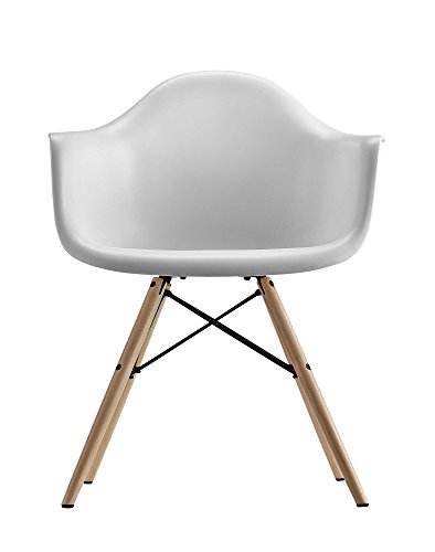 DHP Mid Century Modern Chair with Wood Legs, White