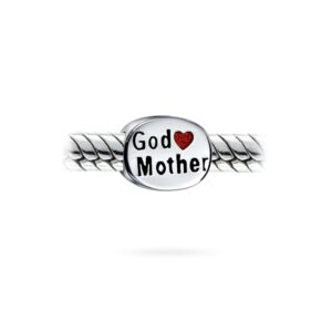 Love Red Heart Oval Two Sided Words I Love God Mother Charm Bead For Women .925 Sterling Silver Fits European Bracelet