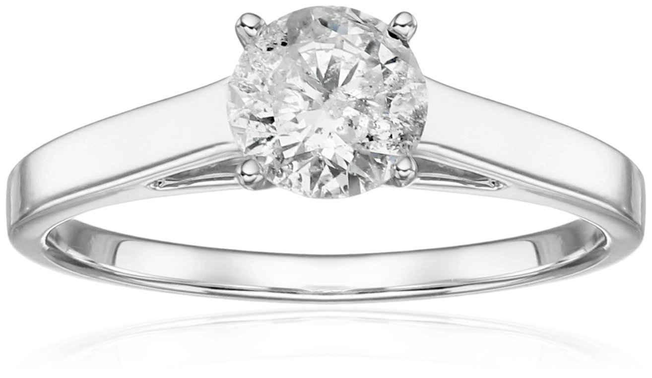 14k White Gold Round Cathedral Solitaire Diamond Ring (1/2 cttw, H-I Color, I2-I3 Clarity), Size 7