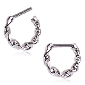 wildklass jewelry septum clicker ring twisted 316l surgical steel 16g 14g (16g 1/4" 6mm)