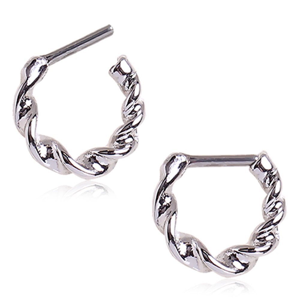 WildKlass Jewelry Septum Clicker Ring Twisted 316L Surgical Steel 16G 14G (16g 1/4" 6mm)