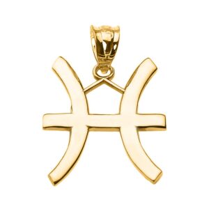 10K Yellow Gold Pisces Zodiac Astrological Sign Charm Personalized Pendant