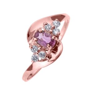 solid 14k rose gold beautiful diamond and pink sapphire proposal and birthstone ring (size 5)