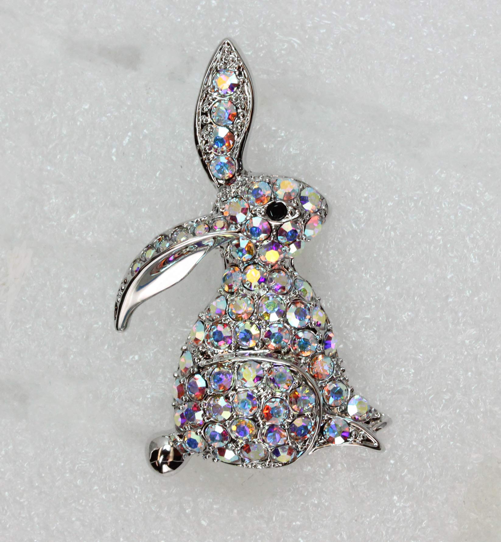 Faship AB Rhinestone Crystal Bunny Rabbit Pin Brooch for Easter