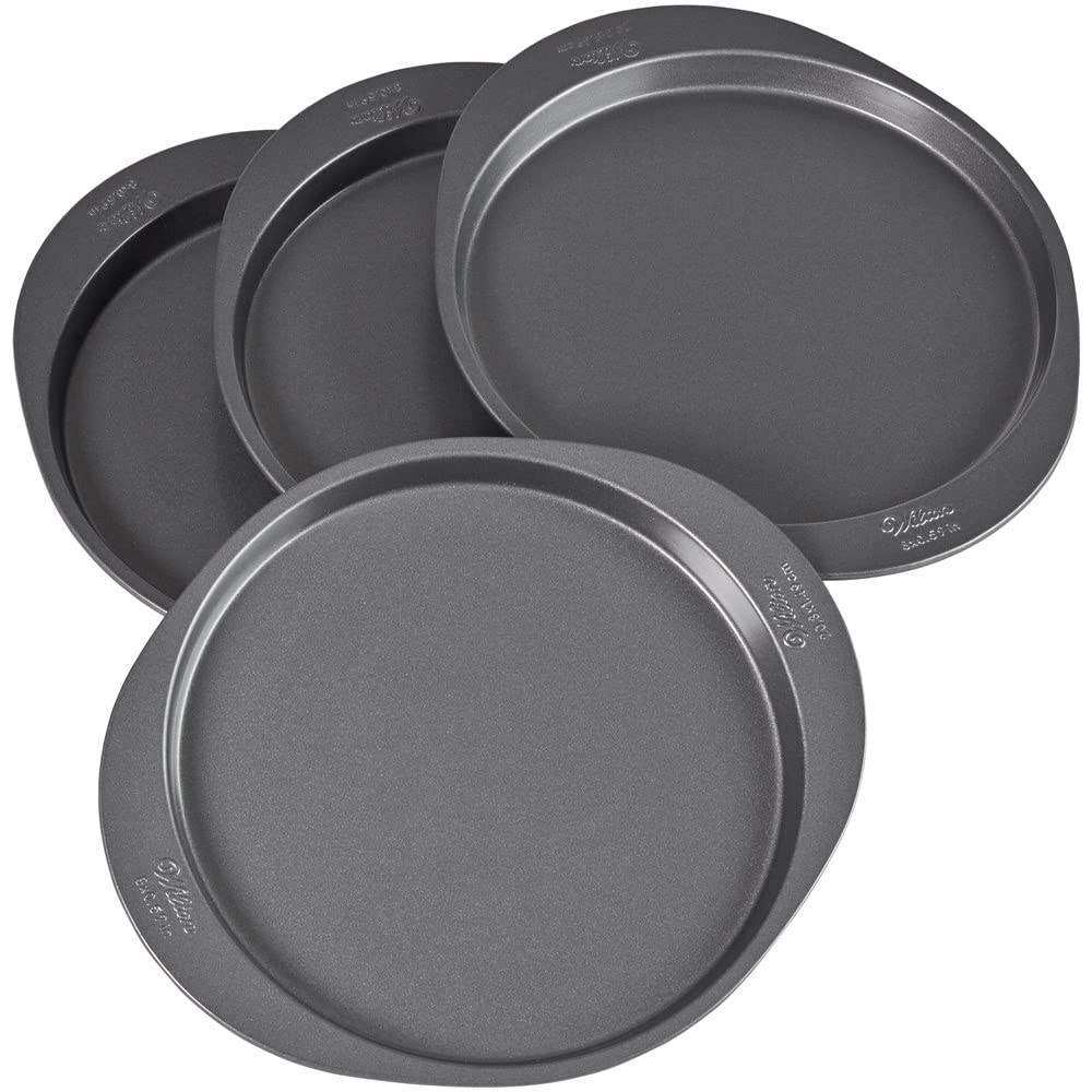 Wilton Easy Layers 4-Piece Layer Cake Pans Set, 8-inch, Steel