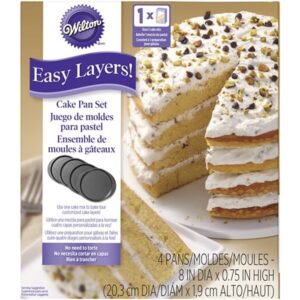 Wilton Easy Layers 4-Piece Layer Cake Pans Set, 8-inch, Steel