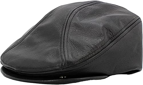 Men Genuine Newsboy Leather Hat Cap Gatsby Flat Golf Cabbie Made in USA (Large/X-Large, Black) Gatsby100% Leather hat, Made in USA ;Large/X Large 23.5-23.9 Inches 60cm; 7 1/2-7 5/8 Stylish.