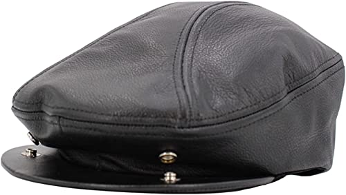 Men Genuine Newsboy Leather Hat Cap Gatsby Flat Golf Cabbie Made in USA (Large/X-Large, Black) Gatsby100% Leather hat, Made in USA ;Large/X Large 23.5-23.9 Inches 60cm; 7 1/2-7 5/8 Stylish.