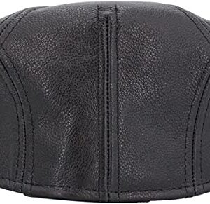 Men Genuine Newsboy Leather Hat Cap Gatsby Flat Golf Cabbie Made in USA (Large/X-Large, Black) Gatsby100% Leather hat, Made in USA ;Large/X Large 23.5-23.9 Inches 60cm; 7 1/2-7 5/8 Stylish.