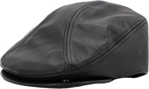 men genuine newsboy leather hat cap gatsby flat golf cabbie made in usa (small/medium, black) 21 1/2-22 1/4 ; inches 55-57cm / 6 7/8-7 1/8