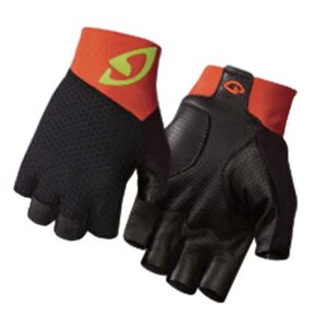 giro mens zero ii short finger cycling gloves (black/flame orange - s)