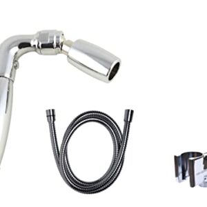 High Sierra's Solid Metal Handheld Shower Head Kit. Includes Handheld Shower Head, Trickle Valve, 72-Inch Hose with Silicone Inner Tube, and Holder. Low Flow 1.5 GPM - Chrome Finish