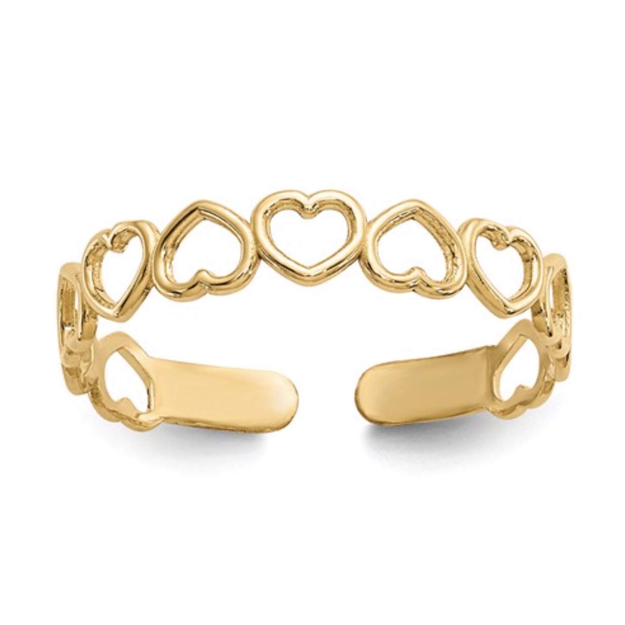 Nina's Jewelry Box 14k Yellow Gold Open Hearts Toe Ring