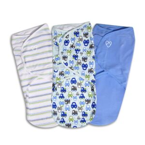 swaddleme original swaddle – size large, 3-6 months, 3-pack (graphic car)