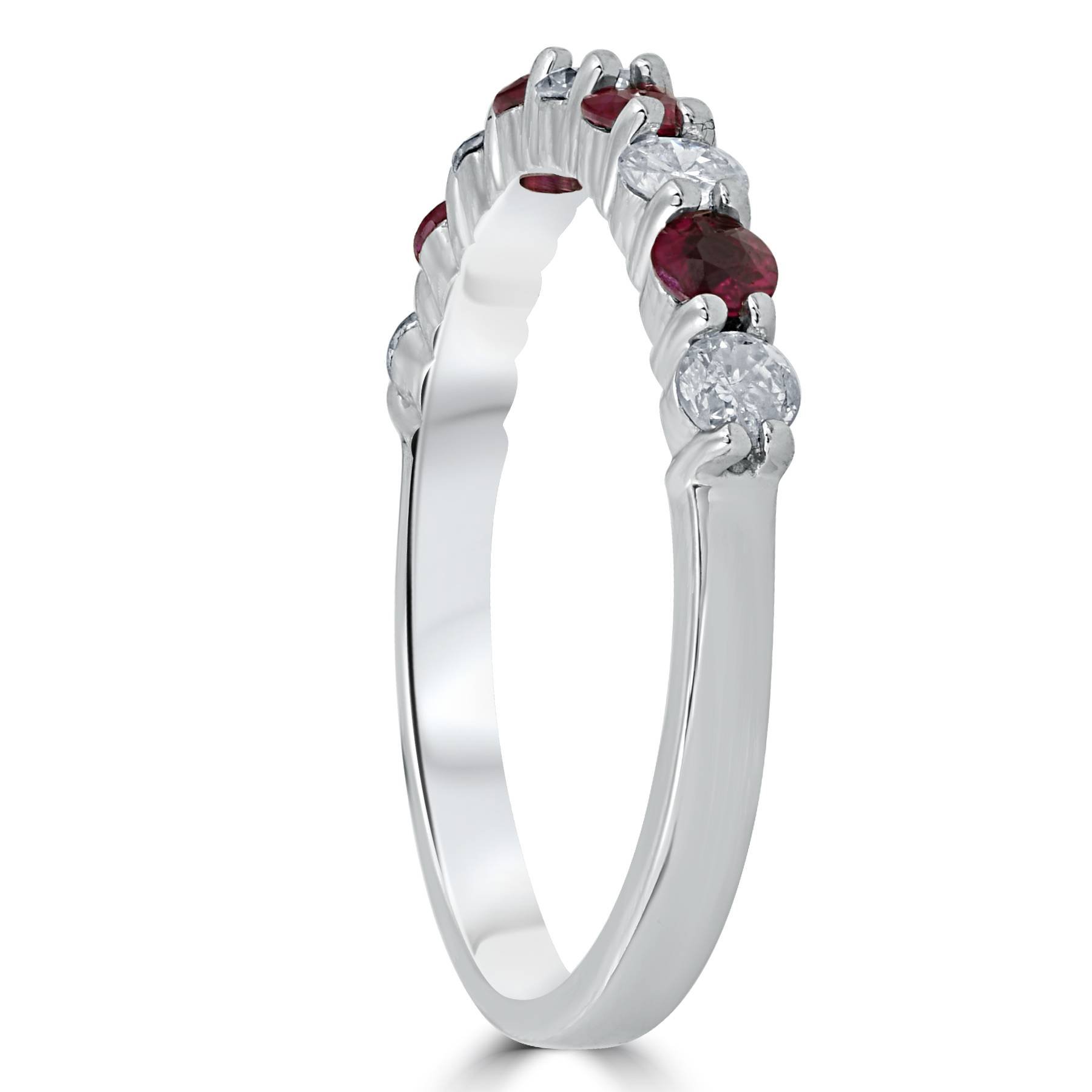 P3 POMPEII3 1/2CT Ruby & Diamond Wedding Ring 10K White Gold - Size 10