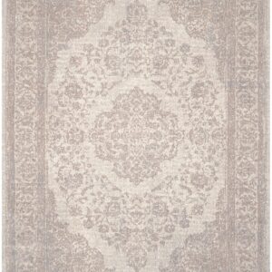 SAFAVIEH Classic Vintage Collection Area Rug - 8' x 11', Beige, Oriental Medallion Cotton Design, Easy Care, Ideal for High Traffic Areas in Living Room, Bedroom (CLV121A)