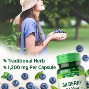 Nature's Truth Bilberry Fruit Extract Capsules | 2400mg | 100 Count | Non-GMO & Gluten Free Supplement