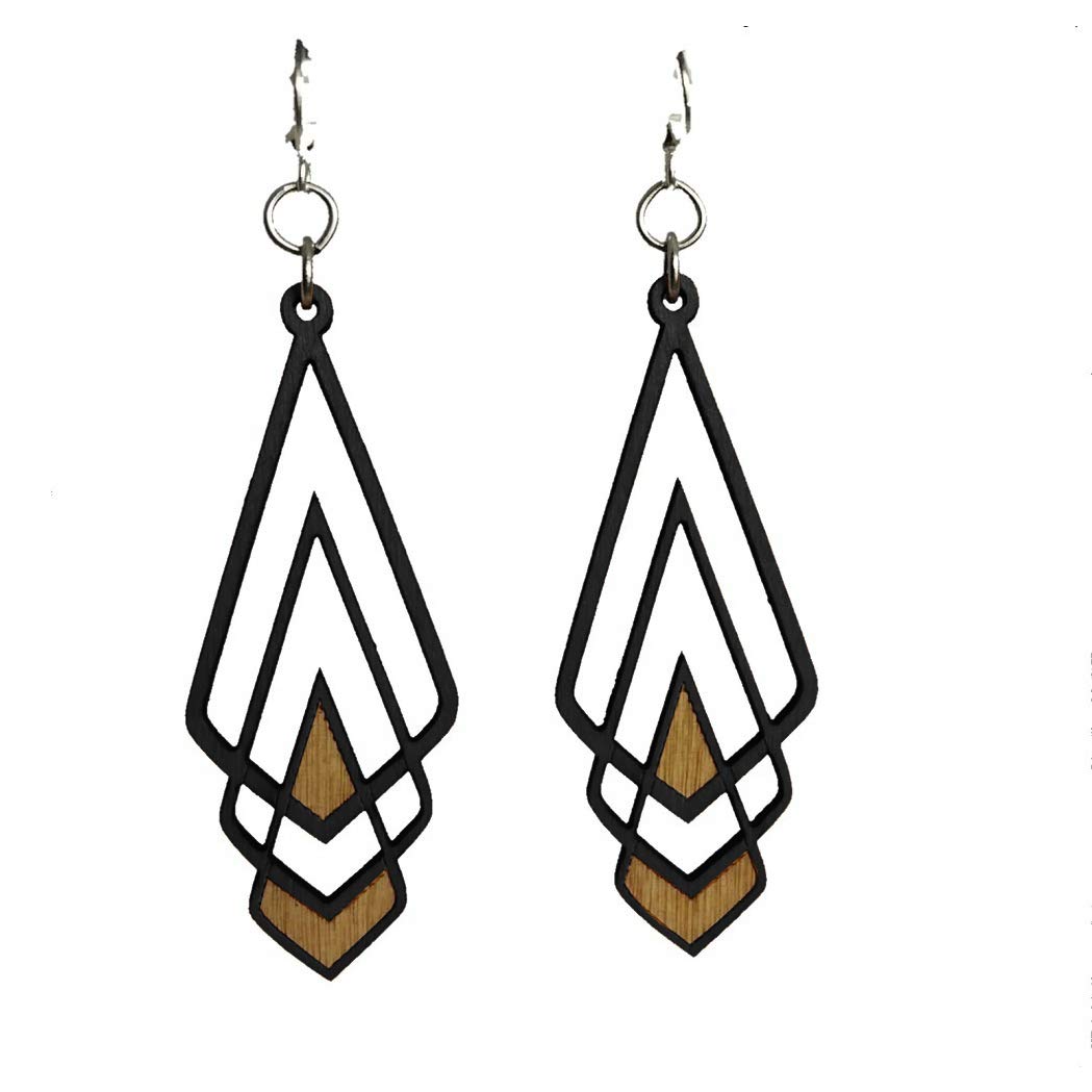 Green Tree Jewelry Chevron Deco Earrings # 1039 Black Satin